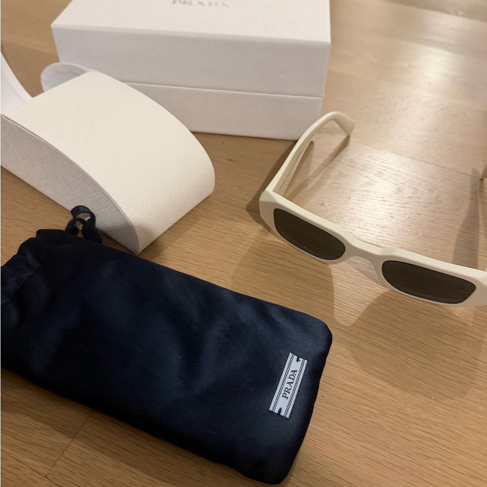 Prada Cream Rectangular Sunglasses - image 4